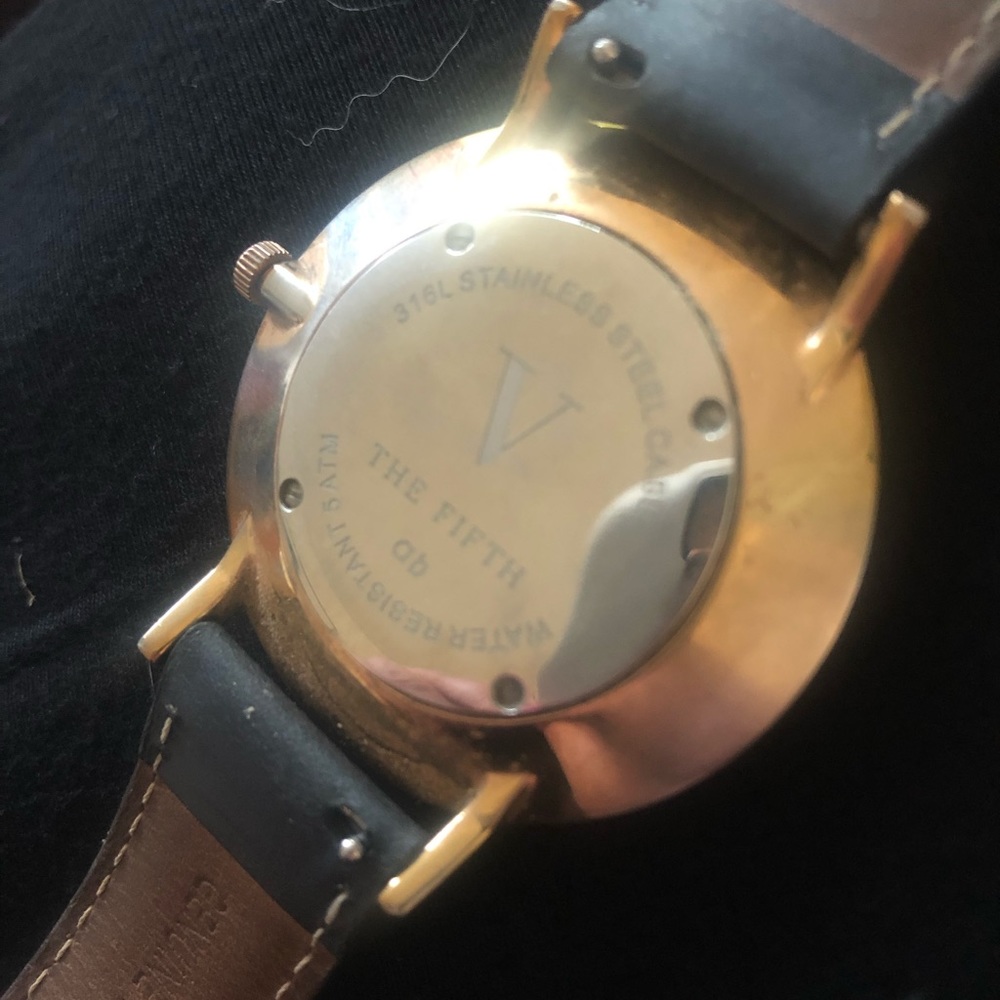 THE FIFTH ROSE GOLD AND BLACK LEATHER WATCH - Picture 2 of 2